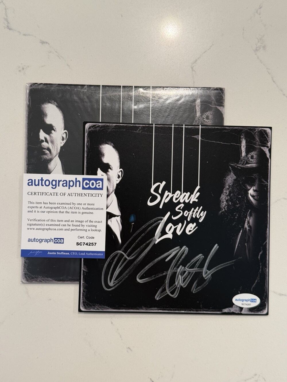 Mark Tremonti & Slash Speak Softly Love 7 Inch Record W/Signed Art COA ACOA #4